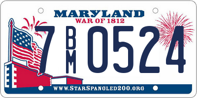 MD license plate 7BM0524