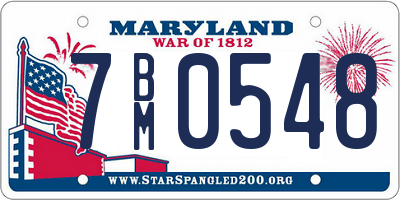 MD license plate 7BM0548