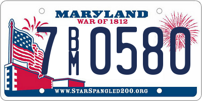 MD license plate 7BM0580