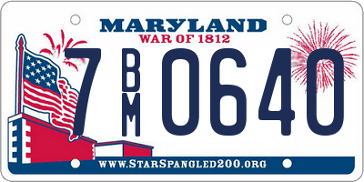 MD license plate 7BM0640