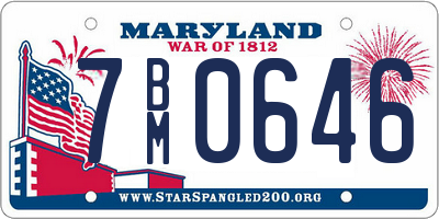 MD license plate 7BM0646