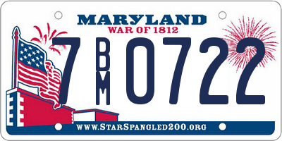 MD license plate 7BM0722