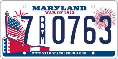 MD license plate 7BM0763