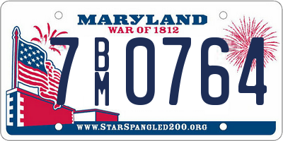 MD license plate 7BM0764