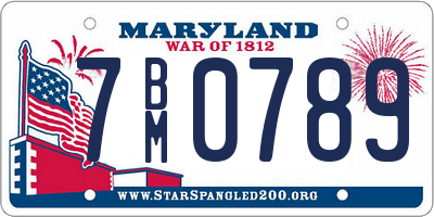 MD license plate 7BM0789