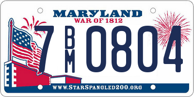 MD license plate 7BM0804