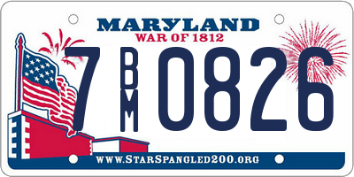 MD license plate 7BM0826