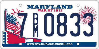 MD license plate 7BM0833