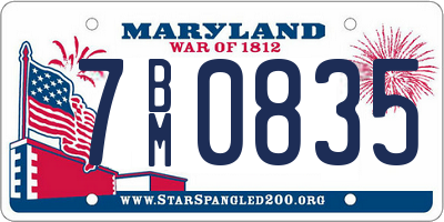 MD license plate 7BM0835