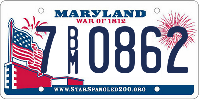 MD license plate 7BM0862