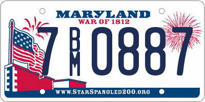 MD license plate 7BM0887
