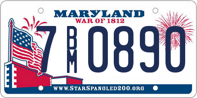 MD license plate 7BM0890