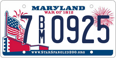 MD license plate 7BM0925
