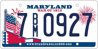 MD license plate 7BM0927