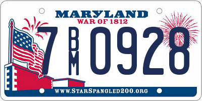 MD license plate 7BM0928