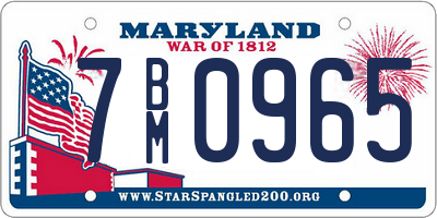 MD license plate 7BM0965