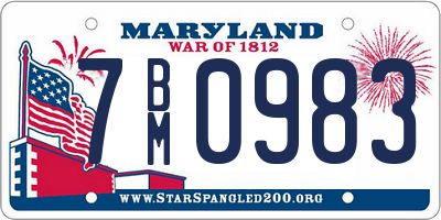 MD license plate 7BM0983