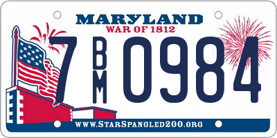 MD license plate 7BM0984