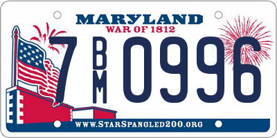 MD license plate 7BM0996