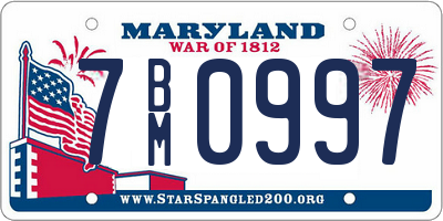 MD license plate 7BM0997