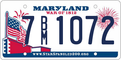 MD license plate 7BM1072