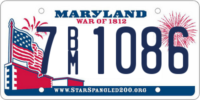 MD license plate 7BM1086