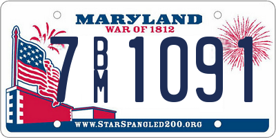 MD license plate 7BM1091