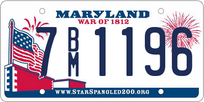 MD license plate 7BM1196