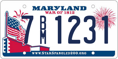 MD license plate 7BM1231