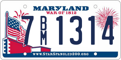 MD license plate 7BM1314