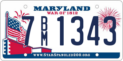 MD license plate 7BM1343