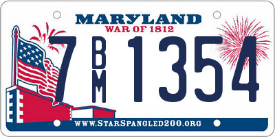 MD license plate 7BM1354