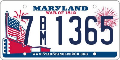 MD license plate 7BM1365