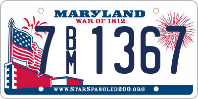 MD license plate 7BM1367