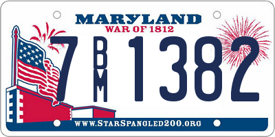 MD license plate 7BM1382