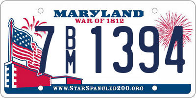 MD license plate 7BM1394