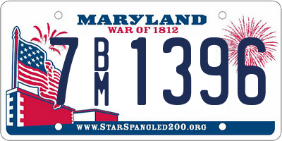 MD license plate 7BM1396