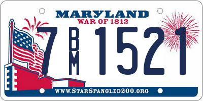 MD license plate 7BM1521