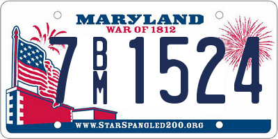 MD license plate 7BM1524