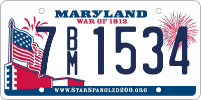 MD license plate 7BM1534