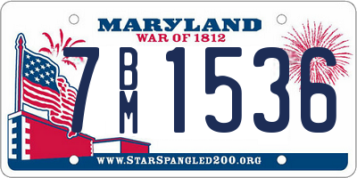 MD license plate 7BM1536