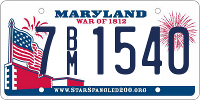 MD license plate 7BM1540