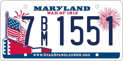 MD license plate 7BM1551