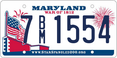 MD license plate 7BM1554