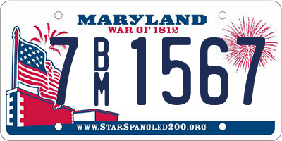 MD license plate 7BM1567