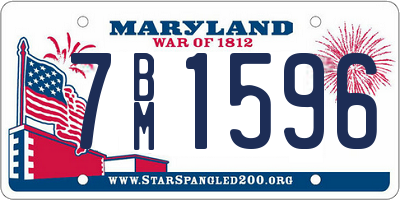 MD license plate 7BM1596