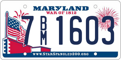 MD license plate 7BM1603