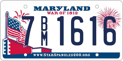 MD license plate 7BM1616