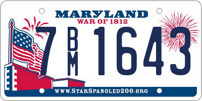 MD license plate 7BM1643