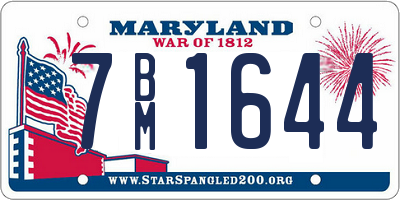 MD license plate 7BM1644